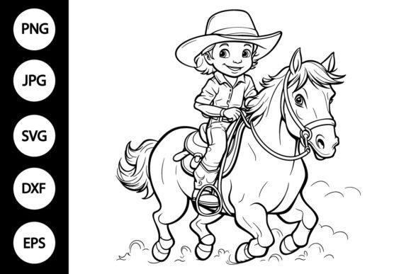 Review: Outline Cute Cowboy SVG, Coloring Page