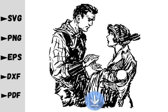 Western Cowboy and His Wife SVG
